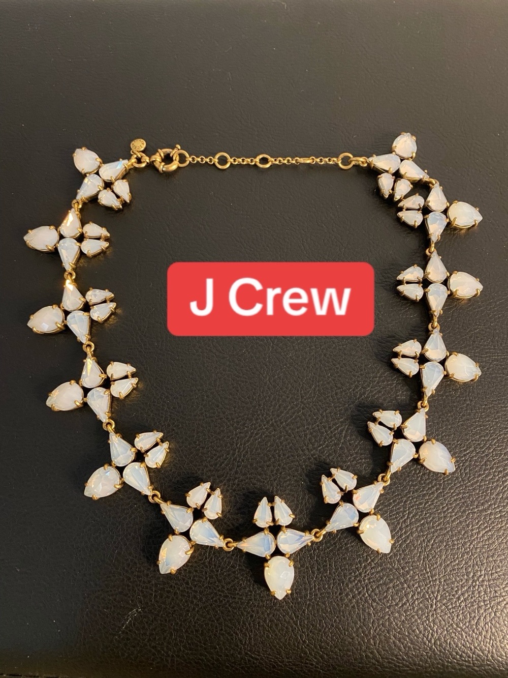 J. Crew Gold Tone Necklace with White Opal Clusters